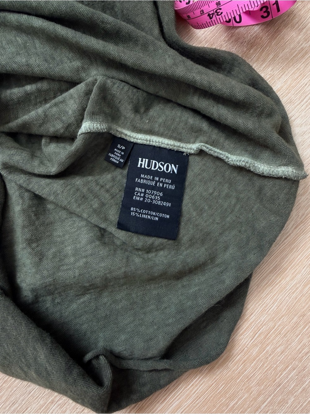NWOT NEW Hudson Roll Sleeve Tank Top Dark Forest Cotton Linen Blend S Peru - Picture 7 of 10